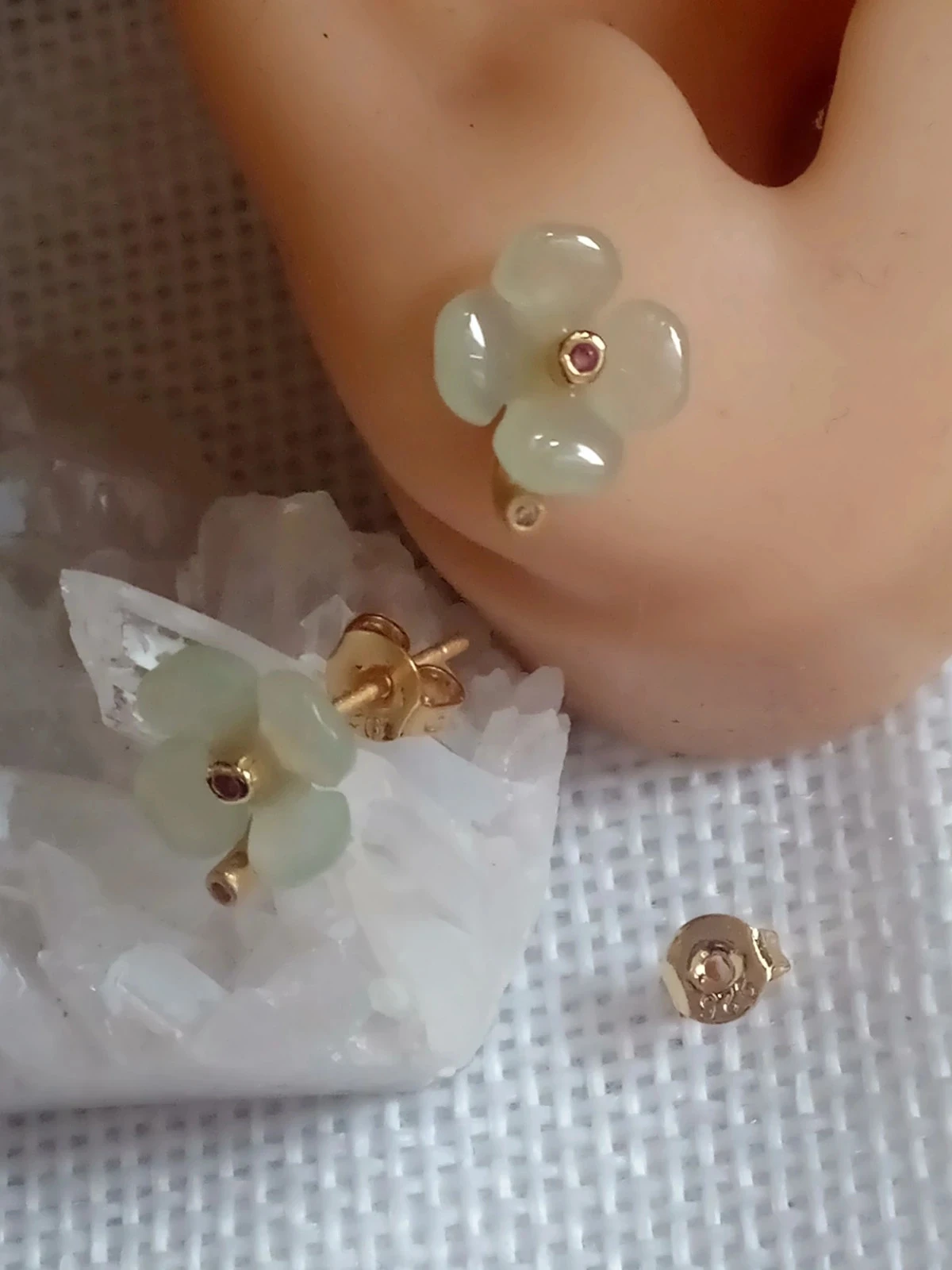 Oorbellen kleine groene bloemetjes – photo 3